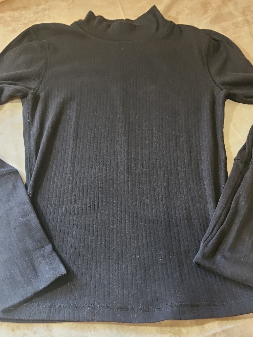 Free People Black Ribbed Long-Sleeve Women's Mock Turtleneck